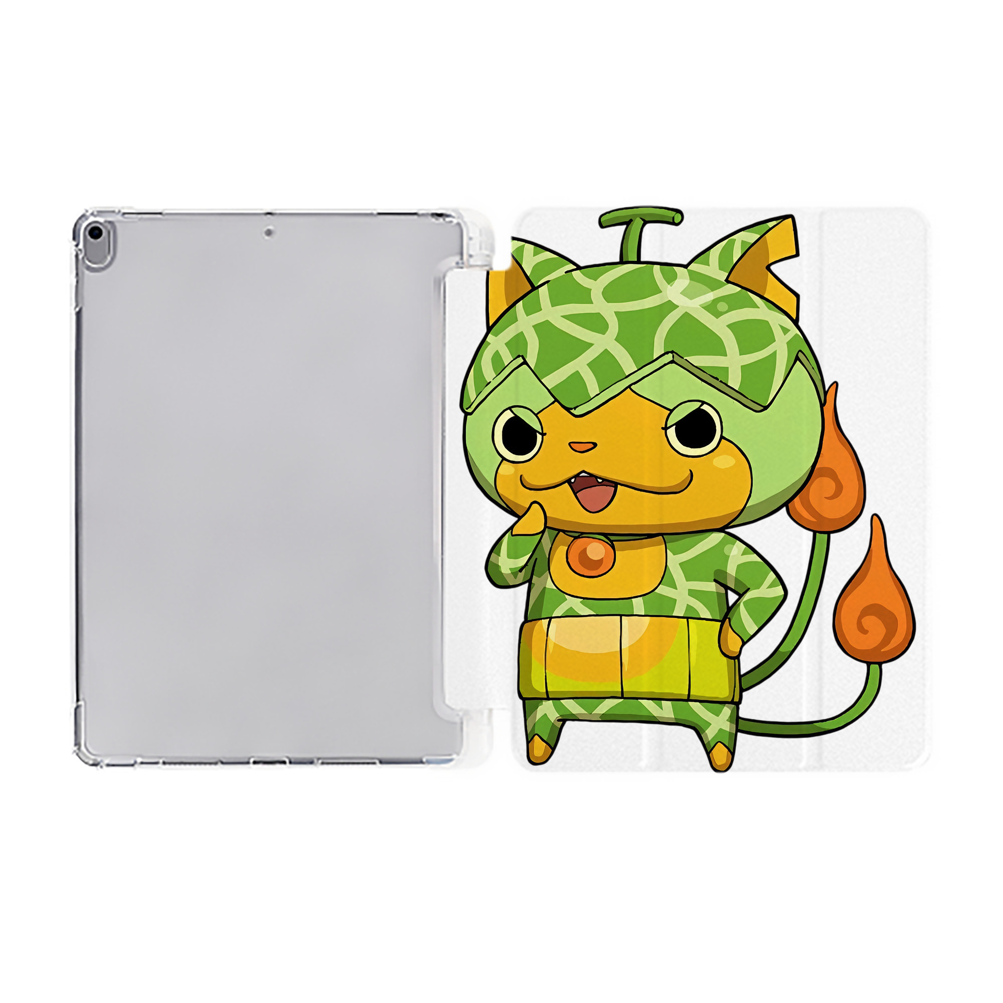 （画像用） 妖怪ウォッチ Yo-kai Watch IPad ケース ペン収納付き 三つ折りスタンド PUレザー×シリコン 対応機種9.5/10.5/10.9インチ